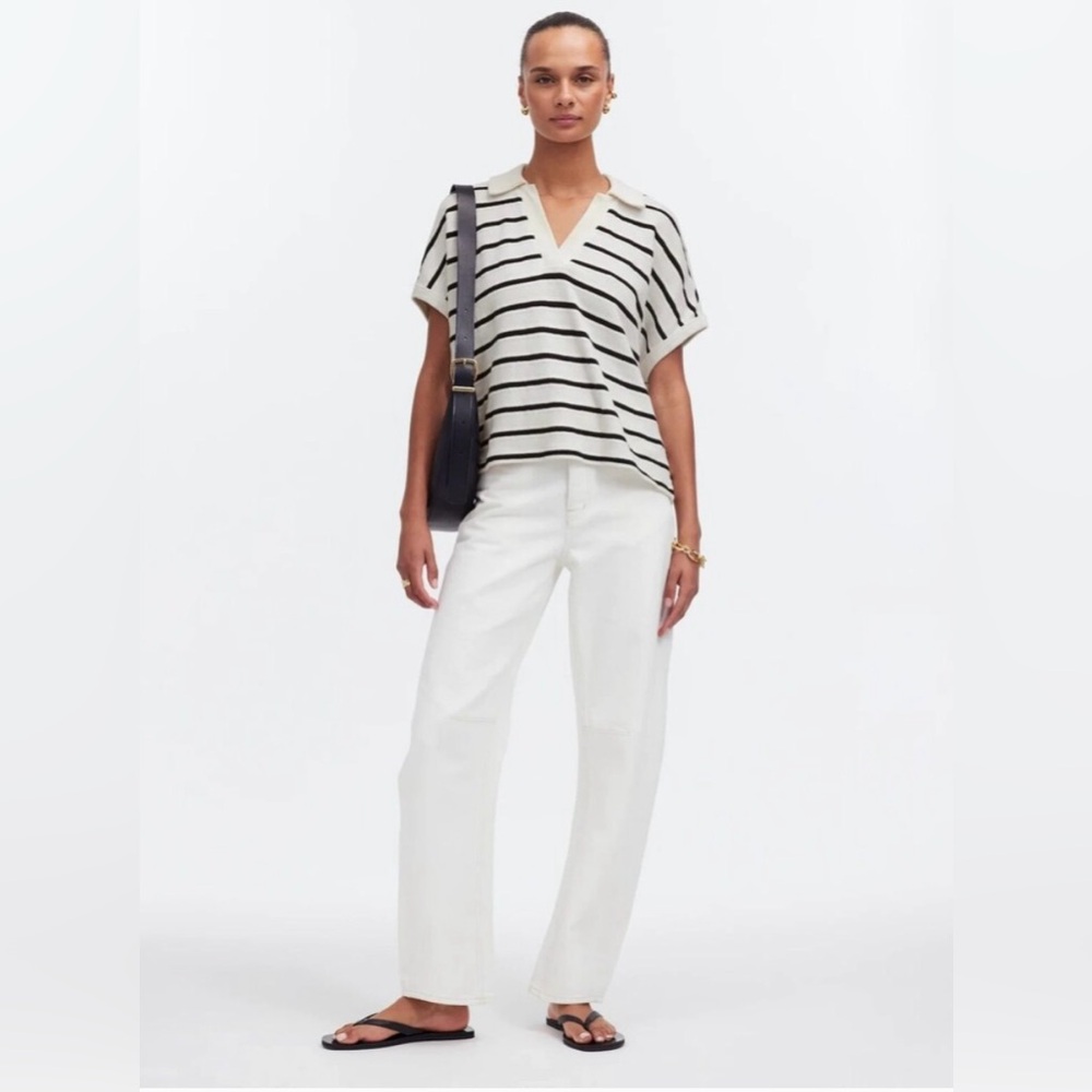 Madewell Relaxed V-Neck Polo Shirt Size XS 🖤🖤🖤 - Picture 3 of 9